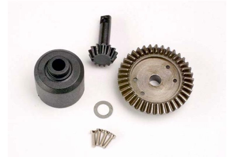 Ring gear, 37-T/ 13-T pinion/ diff carrier/6x10x0.5mm PTFE-coated washer (1)/ 2x8mm countersunk mach