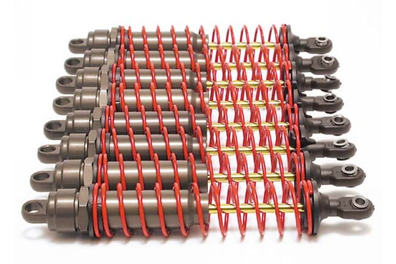 Big Bore shocks (xx-long) (hard-anodized & PTFE-coated T6 aluminum) (assembled) w/ red springs,