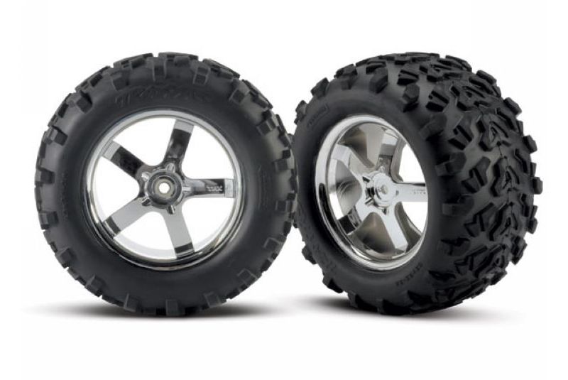 Tires & wheels, assembled, glued (Hurricane chrome wheels, Maxx tires (6.3'' outer dia
