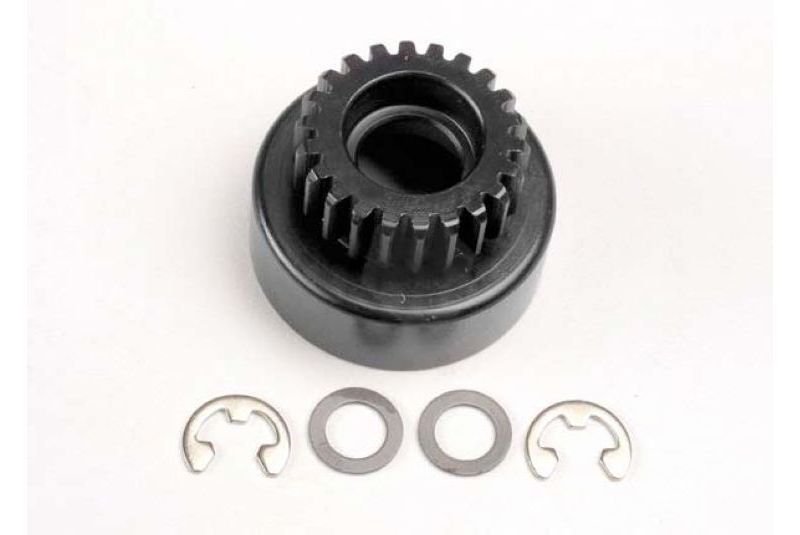 Clutch bell, (22-tooth)/ 5x8x0.5mm fiber washer (2)/ 5mm E-clip (requires #4611-ball bearings, 5x11x